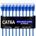 Rapink Patch Cables Cat6a 1ft (10 Pack) Slim, Cat6a Ethernet Patch Cable 10G Support, Snagless Cat 6 Patch Cable for Patch Panel to Switch, Flexiable Cat 6a Ethernet Cable with Gold Plated