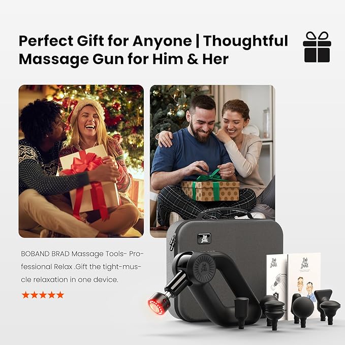 BOB AND BRAD D6 Ultra Massage Gun with Infrared Light, Deep Tissue Percussion Massager Gun with 16mm Amplitude, Professional Muscle Massager for Athletes, Electric Handheld Massager