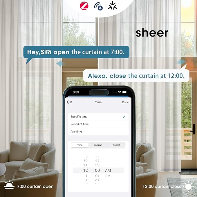 SmartWings Automatic Curtain Opener with Drapery, Motorized Vertical Blinds with Remote, Electric Closet Doors Sliding Panels Compatible with Alexa Google Homekit, Sheer Refined Elegance