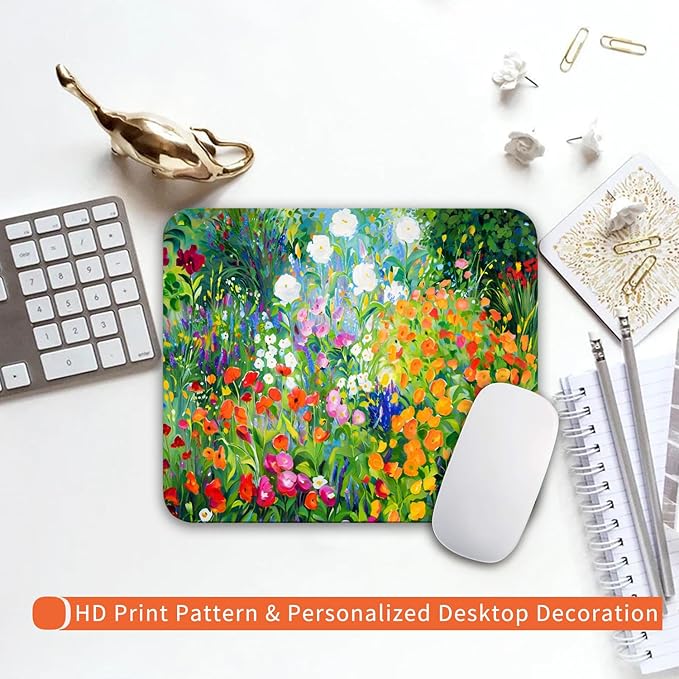 Armanza Square Mouse Pad Flowers Floral,Personalized Premium-Textured Custom Mouse Mat Design,Washable Mousepad Lycra Cloth,Non-Slip Rubber Base Computer Mouse Pads for Wireless Mouse