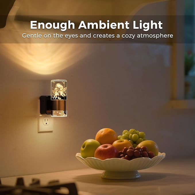 L LOHAS LED Night Lights Plug into Wall,[2-Pack] Dusk to Dawn Nightlight,9 Colors Changing,Adjustable Brightness,Acrylic Decorative Night Lights for Bathroom,Wedding,Birthday Gift