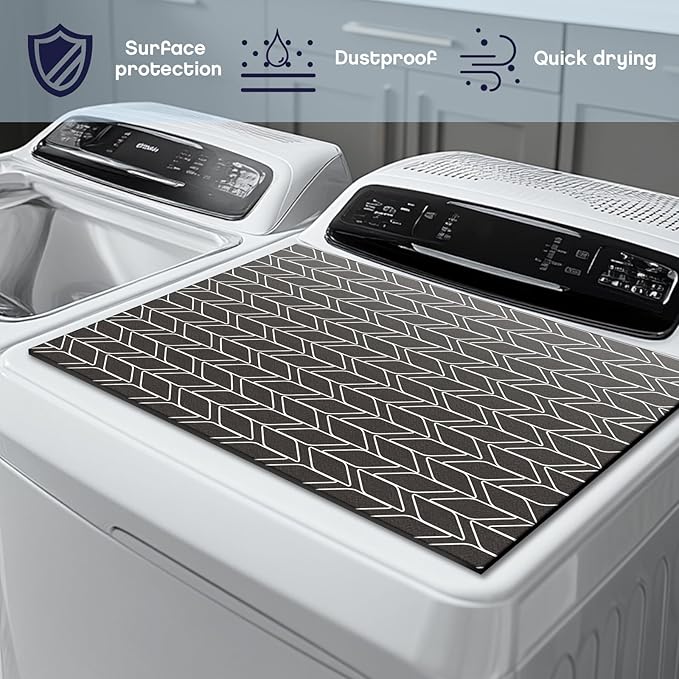 Teenyyou 1 Pcs 26 x 18 Dryer Top Protector Mat, Washer and Dryer Topper, Non Slip Waterproof Machine Cover Dust Proof Quick Drying Topper Pad for Laundry and Kitchen (Classical)