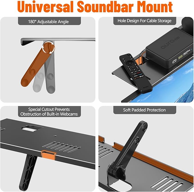 Soundbar Mount, No Drilling Steel TV Top Shelf Fits Most of Sound Bars Up to 15 Lbs, Universal Sound Bar TV Mount Bracket, Sound Bar Stand Compatible with Samsung, Sony, LG,Bose, 16.9x4.7inch