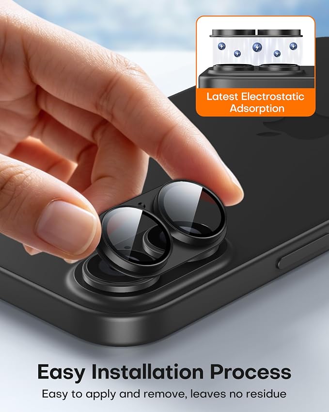 TAURI 2 Pack for iPhone 16/16 Plus Camera Lens Protector, Full Coverage - Image 5