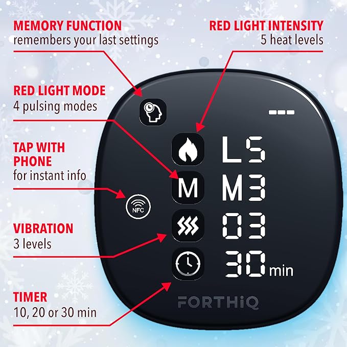 FORTHiQ RED+ Knee Massager with Heat and Red Light Therapy, Knee Brace with 5 Intensity Levels, 52 Red & Infrared Lights, Cordless, Adjustable for Knees, Elbows & Shoulders, FSA-HSA Eligible