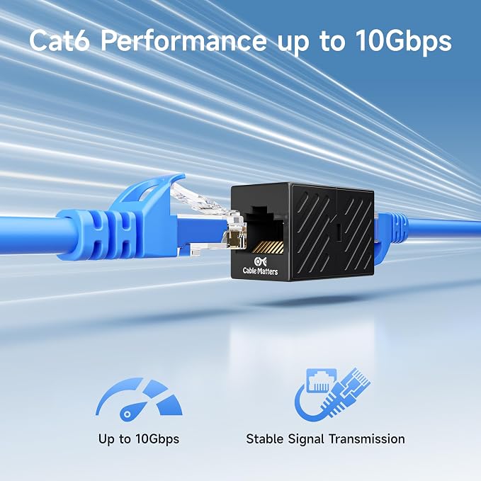 Cable Matters 10-Pack 10Gbps Cat 6 Ethernet Coupler in Black, Compatible - Image 3