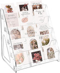 CELSOL Upgraded 5 Tier Acrylic Card Display Stand, Clear Display for Greeting Cards, Sports Cards, Postcards, Stickers & Brochures, Easy Snap-On, Increased Height & Thickness for Better Presentation