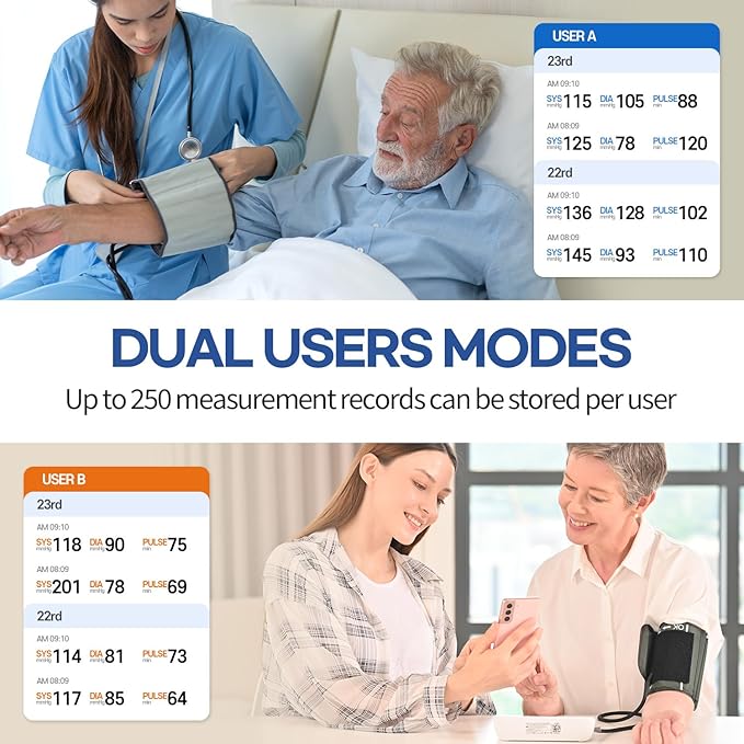 HuBDIC HubiCare Bluetooth Blood Pressure Monitor, FSA, Adjustable XL Large Cuff, Potable Digital BP Measuring Machine for Home Use, Connection with APP for iOS & Android