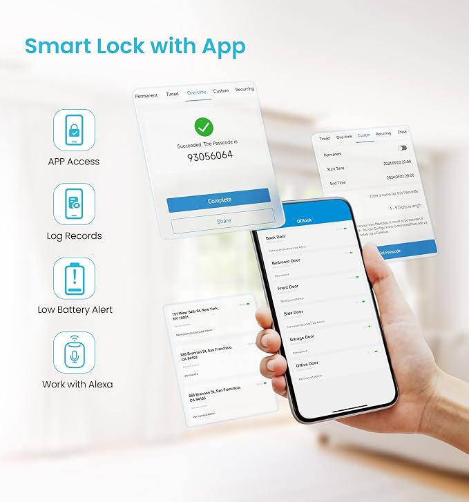 Veise VE06 Smart Deadbolt with App Control, Keyless Entry Smart Lock - Image 7