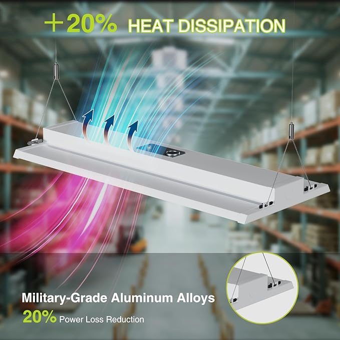 1 Pack 400W LED Linear High Bay Light 4FT, Adjustable 400W/320W/240W/100W with Motion Sensor, 60000LM, 120-277V, 0-10V, 5000K, Commercial Linear High Bay Led Shop Lights for Warehouse Workshops, UL