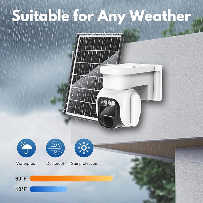 4G LTE Cellular Security Camera Wireless Outdoor，No Wifi Solar Powered Outside Camera , 2K Color Night Vision, PIR Motion Sensor, 360° Live View, 2-Way Audio, SIM Card $ SD Card Included, Free Trial