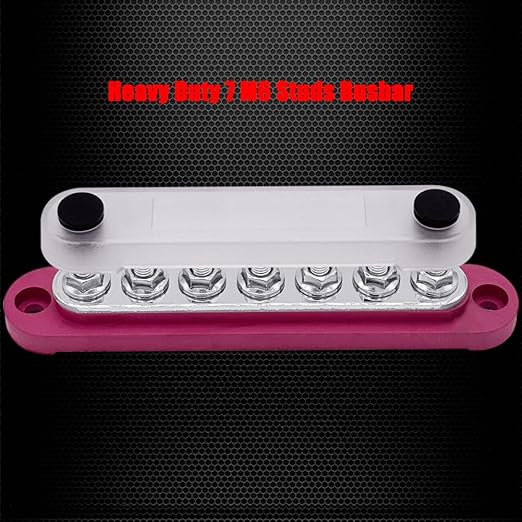 7 x M6 (1/4") Studs Power Distribution Block Bus Bar 12V, Ampper 5.9" HD 150A Marine BusBar Battery Distribution Block W/Cover for Car Boat Solar (Red)