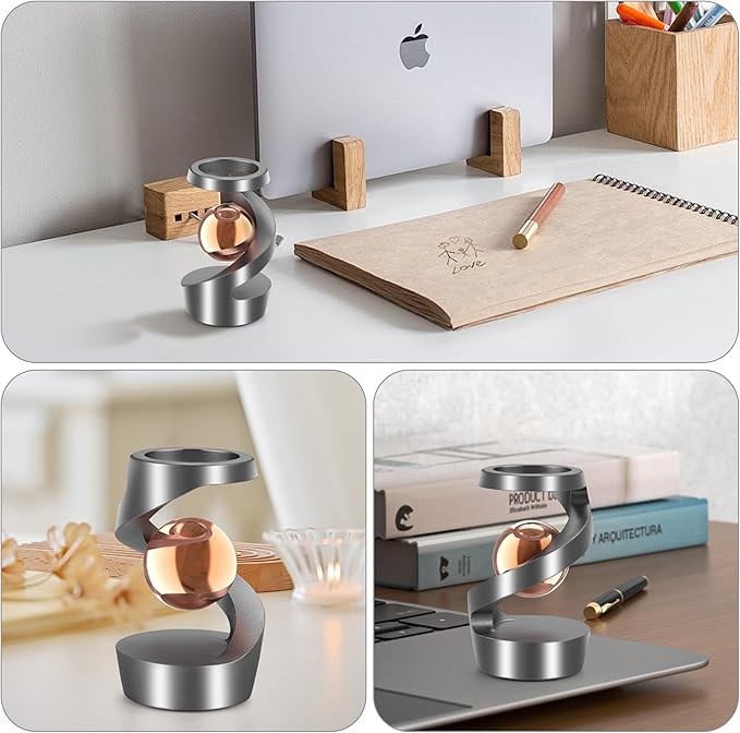 Kinetic Desk Toys, Kinetic Spinning Desk Toy, Desk Fidgets for Office for Adults, Metal Fidget Toys for Kids Teens (Grey Rose Gold)