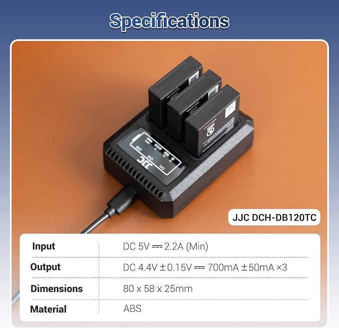 JJC DB-120 Battery Charger USB Triple Slot - Image 8