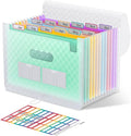ThinkTex Accordion File Organizer, 12 - Pocket Expanding File Folders for Paper Receipts, Bills & Taxes Organizer, Letter/A4 Size Document Holder for School, Office, Home with Colorful tabs- Black