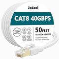 Jadaol Cat 8 Ethernet Cable 50 ft, 40Gbps 2000MHz Flat RJ45 S/FTP LAN Patch by Jadaol