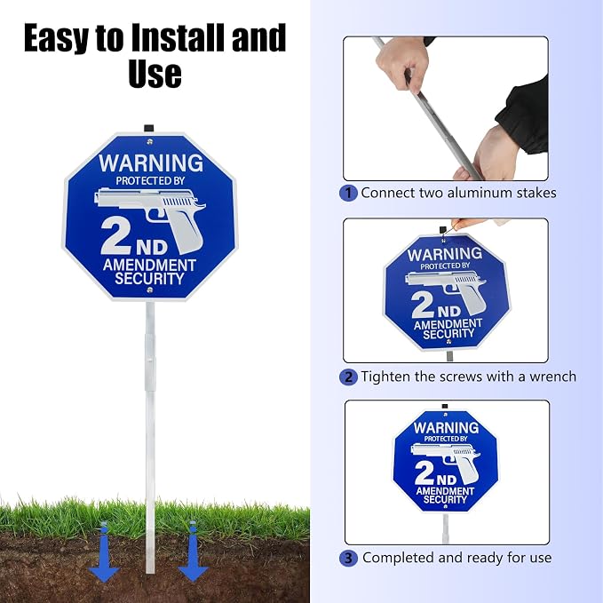 2-Pack Protected by 2nd Amendment Security Sign - Image 4