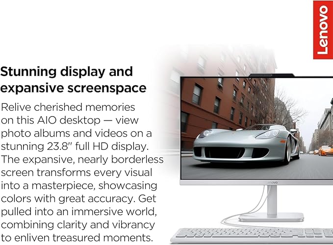 Lenovo IdeaCentre 24" FHD All-in-One Desktop Computer with Lifetime Office 365 for The Web • 16GB RAM • 1TB Storage • Intel Core • Wired Keyboard and Mouse • Windows 11