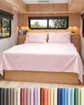 RV Short Queen Sheet Set 60 X 75 - 4 Piece RV Short Queen Bed Sheets - Soft, Breathable & Cooling - Designed for Bunks, Trailers & Campers - Fits 8” to 12" Mattress - Luxury Bedding - Lavender Pink