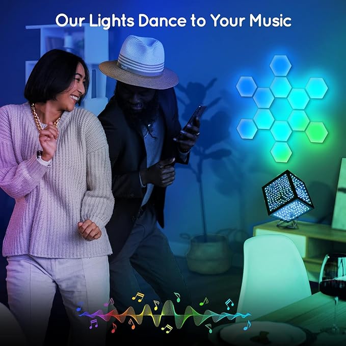 Heepulor Infinity Hyper Cube LED Table Lamp, Color-Changing Music-Sync APP-Controlled Ambient Light for Gaming, Party, Home (10 Inches)