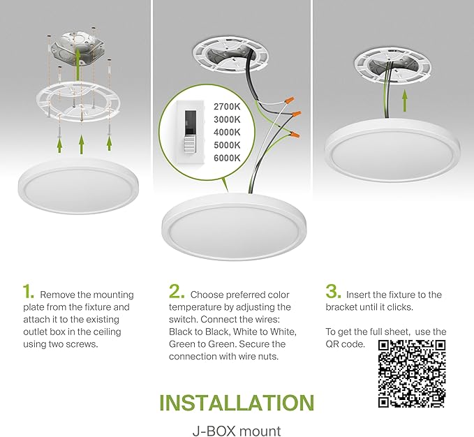 ASD LED 12" Round Flush Mount Ceiling Light Fixture, Low Profile Surface Lighting | 5CCT, Dimmable, Ultra-Thin, ETL Listed | 24W 2000LM 2700-6000K 100-277V | Kitchen, Hallway Lamp | White, 12 Pack