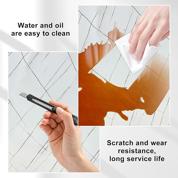 Wall Panels Peel and Stick，PVC Imitation Artificial Marble Tiles Sticker，20 pcs 23.6" L x 11.8" W，Heat-Resistant Backsplash Tile，Ideal for Kitchen Bathrooms Living Rooms Bedrooms.
