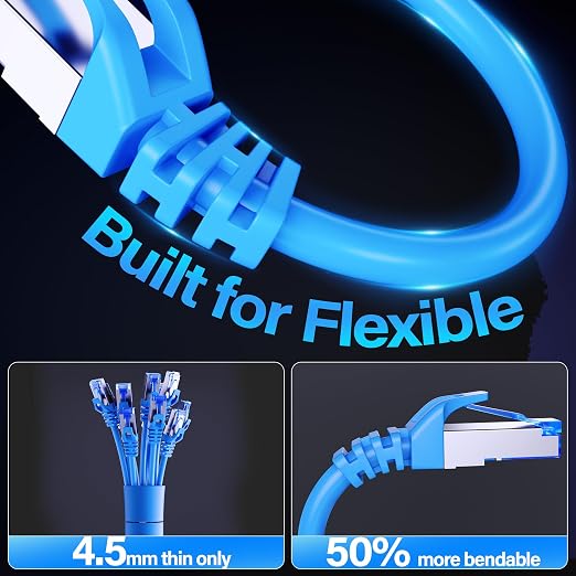 Cat6A Ethernet Cable Shielded 10Gbps 7 ft, Slim Shielded Ethernet Cable Cat 6 - Image 4