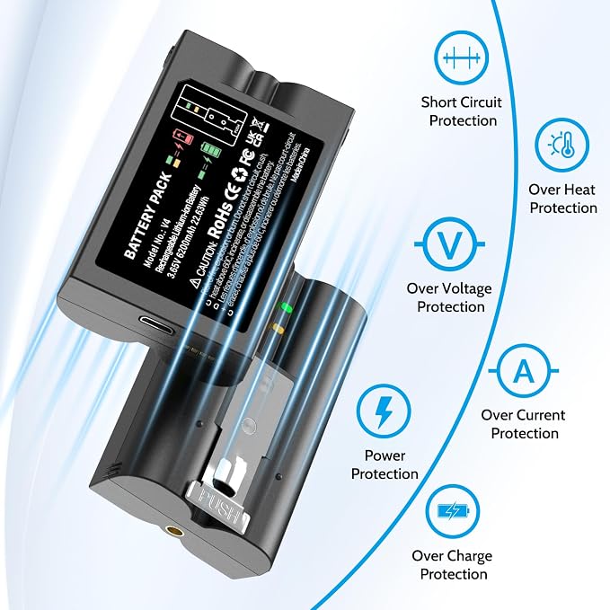 7200mAh Replacement Battery for Ring Doorbell, Rechargeable Camera Batteries - Image 4