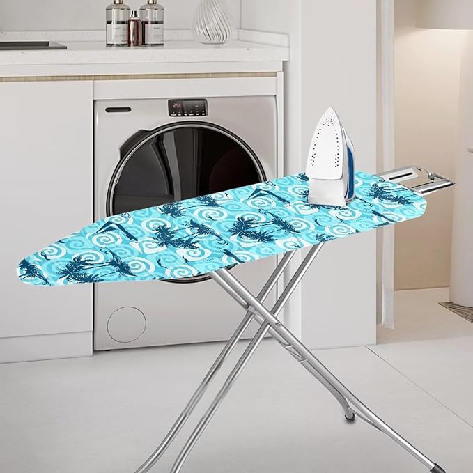 ZCFYGDX 15" x 48" Ironing Board Cover Scorch Resistant,Wear & Soil Resistant Covers, Easy Installation Elastic Edges 3 Fasteners,Lightweight & Breathable Coconut Tree Sailboat Print Size-M