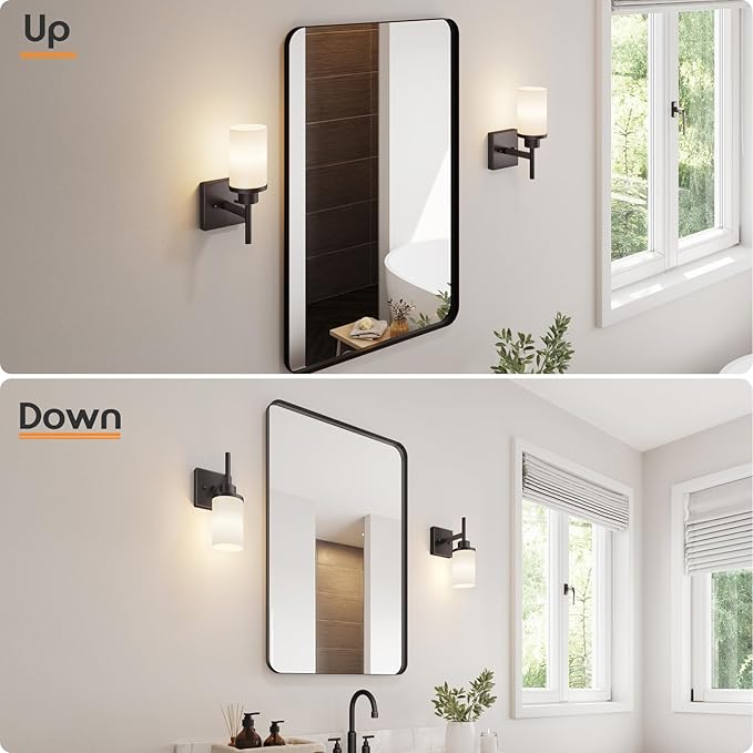 AONEON Wall Lights Over Mirror Bathroom Vanity Light Fixtures with White Frosted Glass, Wall Sconce for Porch Hallway Entrance, Oil Rubbed Bronze T001ORB-L1