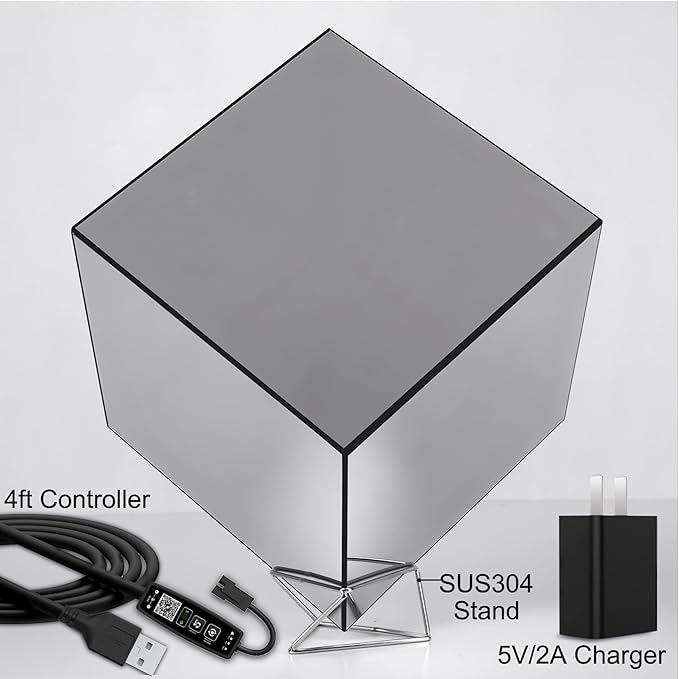 Heepulor Infinity Hyper Cube LED Table Lamp, Color-Changing Music-Sync APP-Controlled Ambient Light for Gaming, Party, Home (10 Inches)