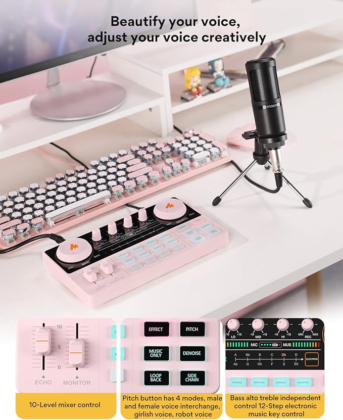 MAONO Podcast Equipment Bundle Audio mixer All-in-One Podcast Production Studio with 3.5mm Microphone for Live Streaming, Podcast Recording, PC, Smartphone, DJ MaonoCaster Lite (AU-AM200-S1)