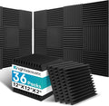 36 Pack Sound Proof Foam Panels for Walls, 2 X 12 X 12 Inches Acoustic Foam Panels, High Density Acoustic Panels Sound Absorbing, Noise Cancelling Studio Wedges, Black (NOT INCLUDE ADHESIVE)
