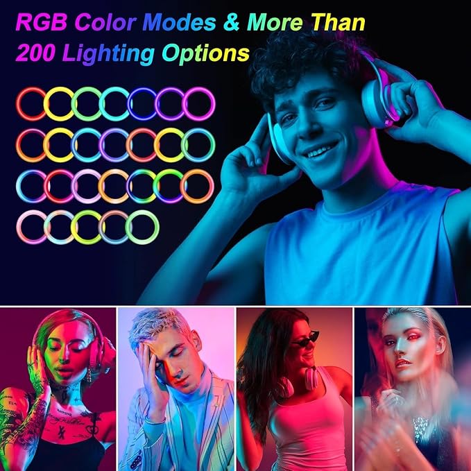 12.3" Ring Light with Stand & Phone Holder Tall 75", 51 Color Modes Circle - Image 3