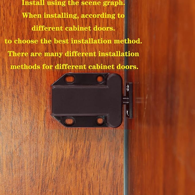 Cabinets Push Latch Cabinet Furniture Rebound Self-Locking Device Kitchen Closet Closing Door Catch Closer（2 Pack Brown）