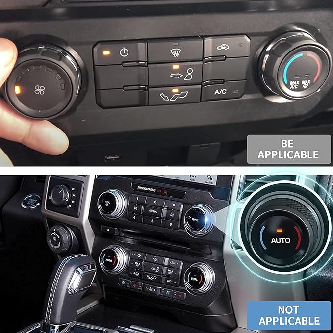 Knob Cover for F150 AC Climate Control Switch/Trailer/4WD/VOL/Tune Button Interior Center Console Trim Accessories Compatible with Ford F150 XLT 2016 2017 2018 2019 (Black 6 Pcs)