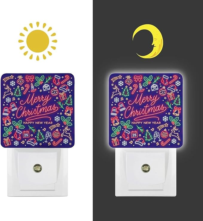 YKJAHSD Merry Chrismas Night Light, Plug into Wall Decor Nightlights for Bedroom, Bathroom, Hallway, Kitchen, with Dusk to Dawn Light Auto Sensors LED Night Lights for Boys Girls Women Men Room Gifts