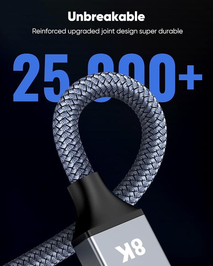 Capshi 15ft 8K 4K@120Hz HDMI Cable 2.1, 48Gbps High Speed Cord - Image 8