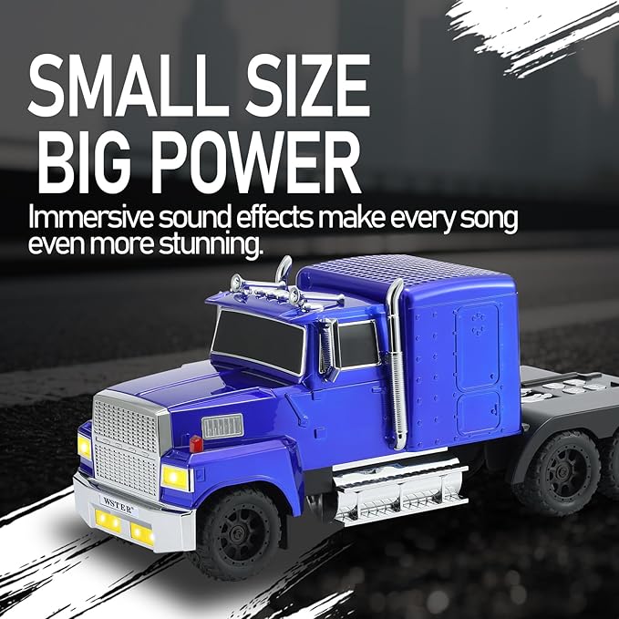 WSTER American Truck Bluetooth Speaker with HD Sound, TWS Pairing, LED Party Light, Operation Panel, Built-in Mic, Portable Car Model Speaker for Parties, Beach, Outdoor Activities (Blue)