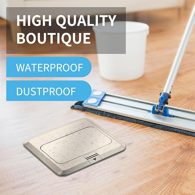 Vagueior Recessed Floor Electrical Outlet Kit,Waterproof Electrical Outlet Covcer Box,Hidden 4.8A USB+20A Tamper-Resistant Receptacle Outlet with Slow Damping ，ETL Certified,Stainless Stee(2 Pack)