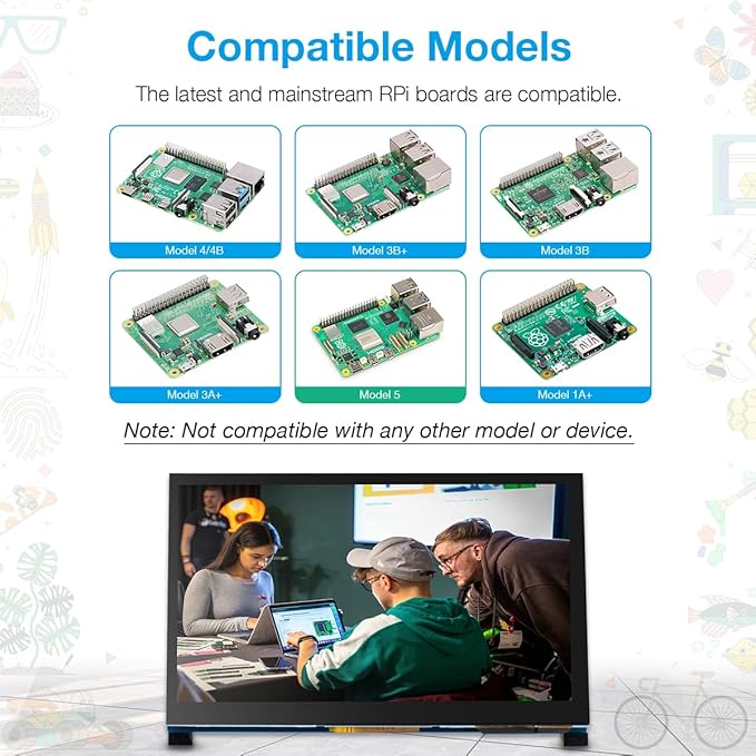 Hosyond 7 Inch Touchscreen IPS DSI Display Compatible with Raspberry Pi 5/4/3, 800x480 Pixel Capacitive Screen MIPI Driver-Free Interface