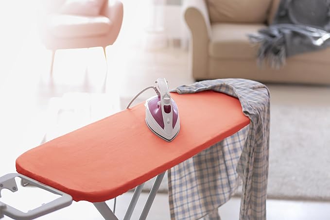 Encasa XO Ironing Board Cover and Pad 42"x14" - 4mm Felt Medium Iron Board Cover with Padding - Heat Resistant, Stain-Safe Dye, Non Slip Elastic Bungee Cord Tightening Iron Table Cover Coral