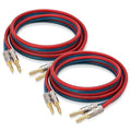 AutCreation Speaker Cable Wire with Banana Plugs,14 AWG HiFi Pure Copper Speaker Wire,99.9% OFC Stranded Copper Wire,Gold Plated Banana Tip Plugs,Red/Blue (3M(9.8ft))