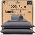 Bambaw 100% Viscose Derived from Bamboo Sheet Set Full Size – 4pcs Cooling Sheets for Hot Sleepers, with Elastic Corner Straps, Soft Bedding Set, Luxury Sheets Full Size (Charcoal)