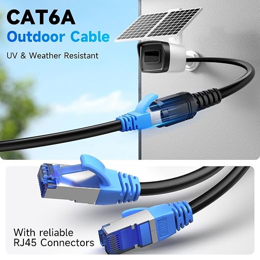 Cat6A Outdoor Ethernet Cable 300 ft, 23AWG 10Gbps 550MHz high-Speed CAT6A Cable - Image 3