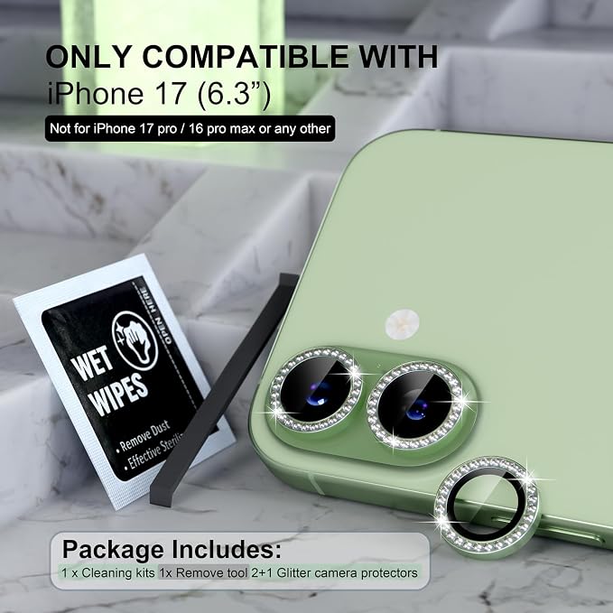 Choiche Compatible for iPhone 17 Camera Lens Protector Bling, 9H Tempered Glass - Image 2