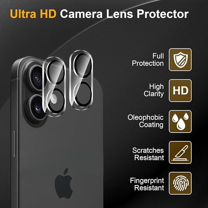 3 Pack Camera Lens Protector for iPhone 17 / iPhone 16 / iPhone 16 Plus - Image 5
