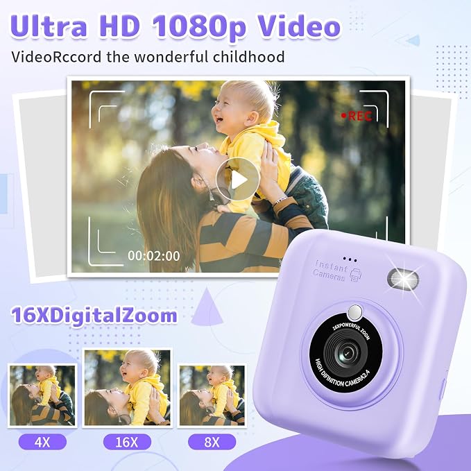 Instant Print Camera for Kids, Christmas Birthday Gifts for Girls Boys - Image 4