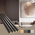 OUZUGIE WPC Acoustic Slat Wall Paneling, 8-Pack 96 x 6 Inches 3D Wall Panels for Interior Wall Decor,Living Room,TV Background,Study Room,Office Spaces,Bedroom,High Grille (Walnut)