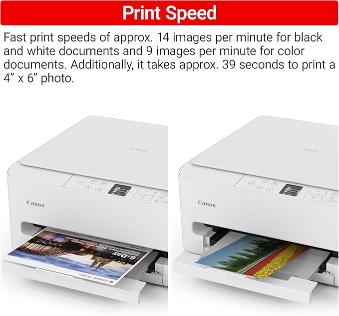 Canon PIXMA TS6520 Wireless Color Inkjet Printer for Duplex Printing, White – Home Printer with Copier/Scanner, 1.42” OLED Display, Intuitive Control Panel, Compact Design